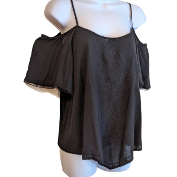 A.N.A embroidered boho black flowy blouse top lrg - Picture 8 of 9
